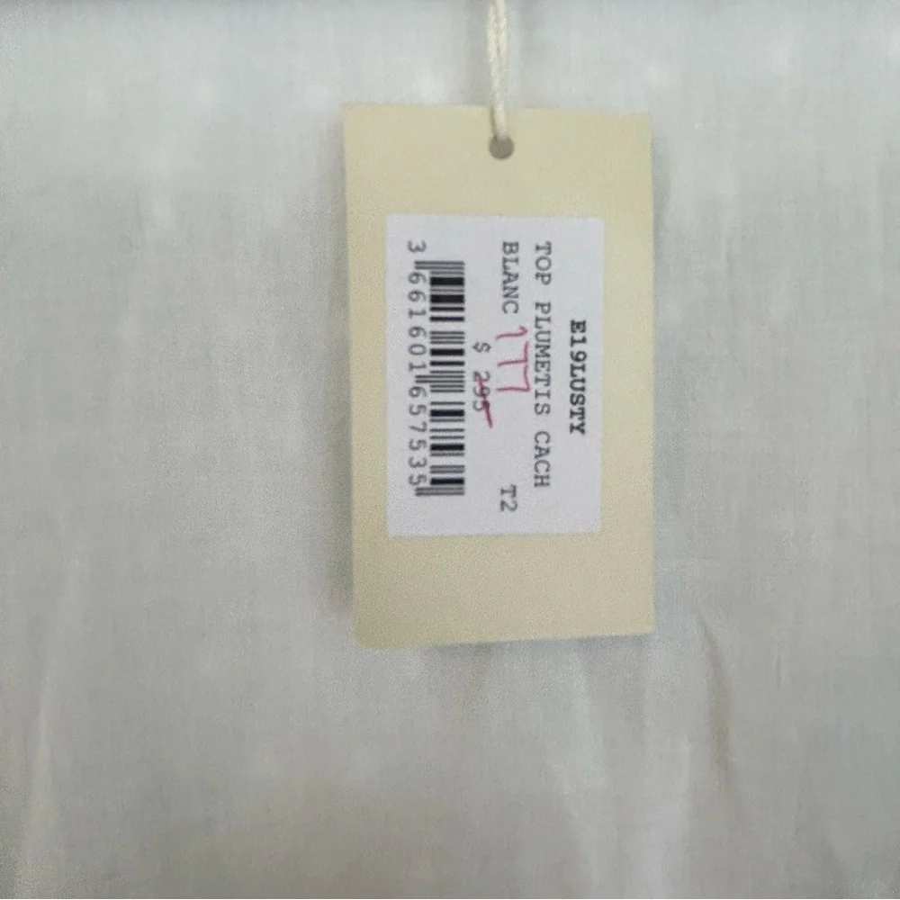 MWT Maje Plumeti Cropped White Wrap Ruffle V-neck Wrap Blouse Size 2 NEW - Picture 14 of 15